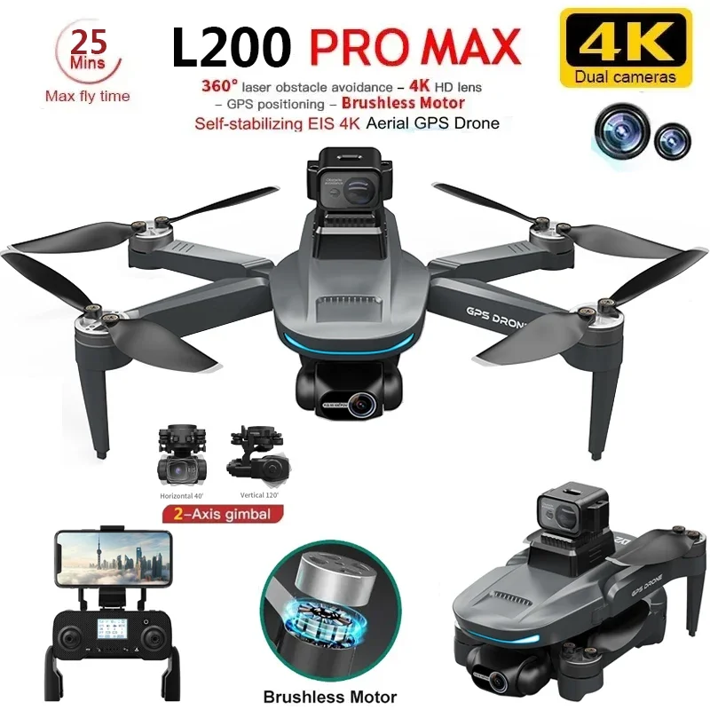 L200 PRO MAX Drone 4K 2-Axis P - Drone Camera Hd avaliação e preço