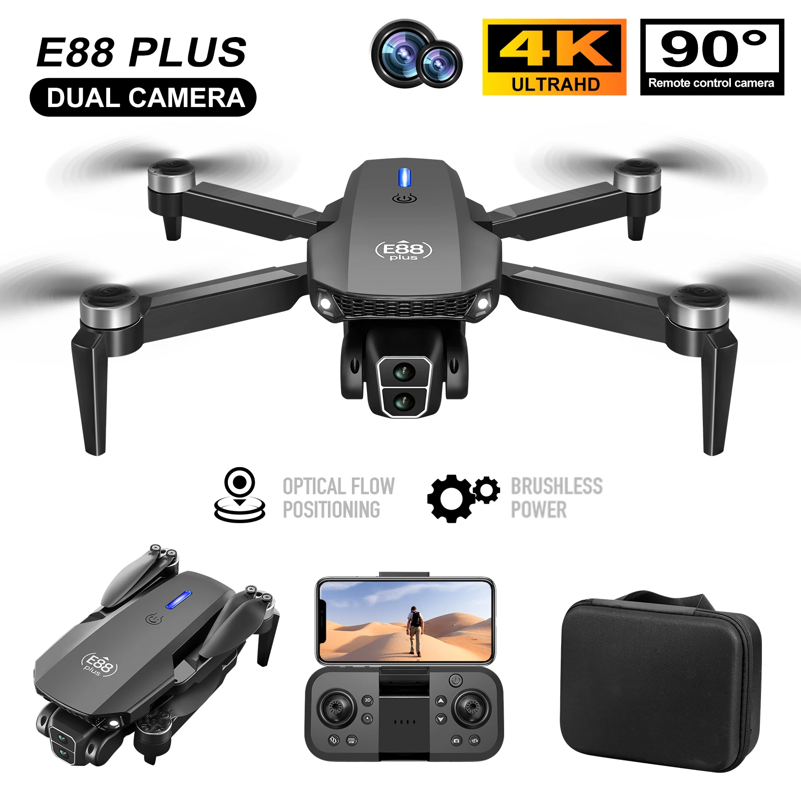 New E88 Plus Quadcopter Drone: - Drone Camera Hd avaliação e preço