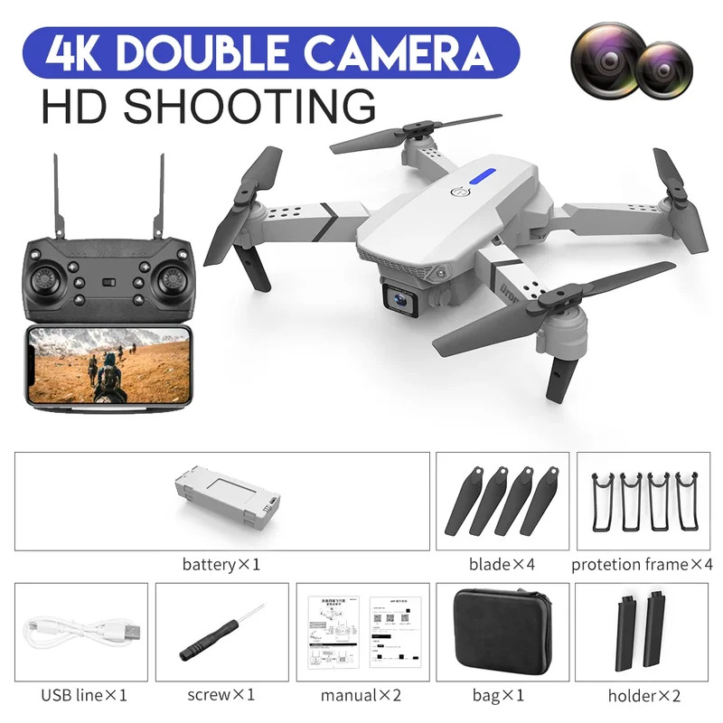 E88 ProIntelligent Folding Dro - Drone Camera Hd avaliação e preço
